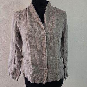 Eileen Fisher Snap Closure Linen Cotton Blend Blazer Sz Small Office Classy